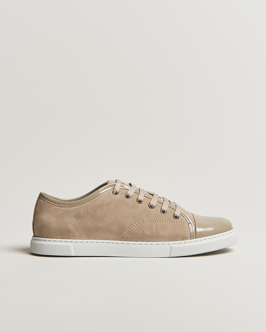 Lanvin Womens Patent Cap Toe Sneaker Beige