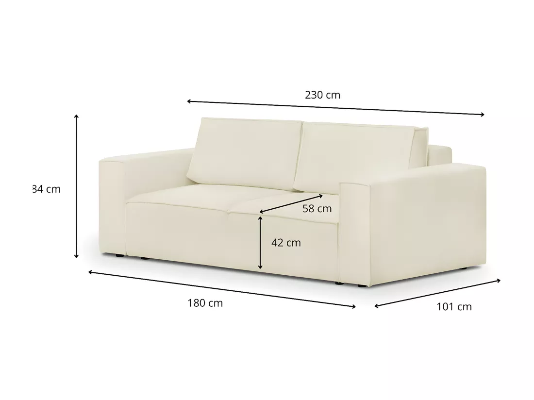 Canapé modulable 3 places en tissu bouclé écru - Harper Mod