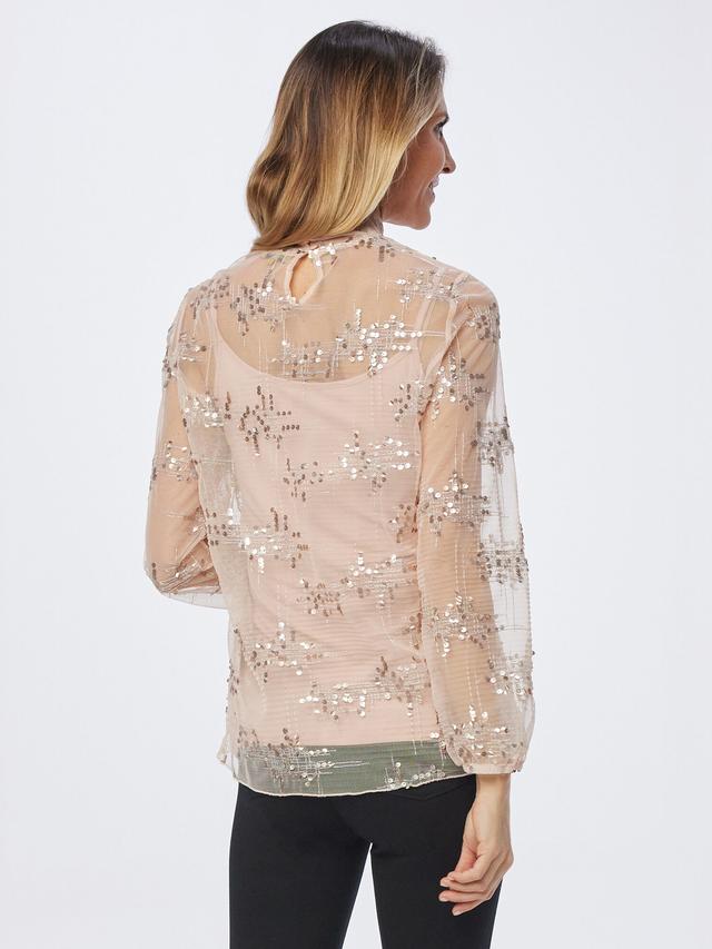 Blusenshirt Mesh mit Pailletten