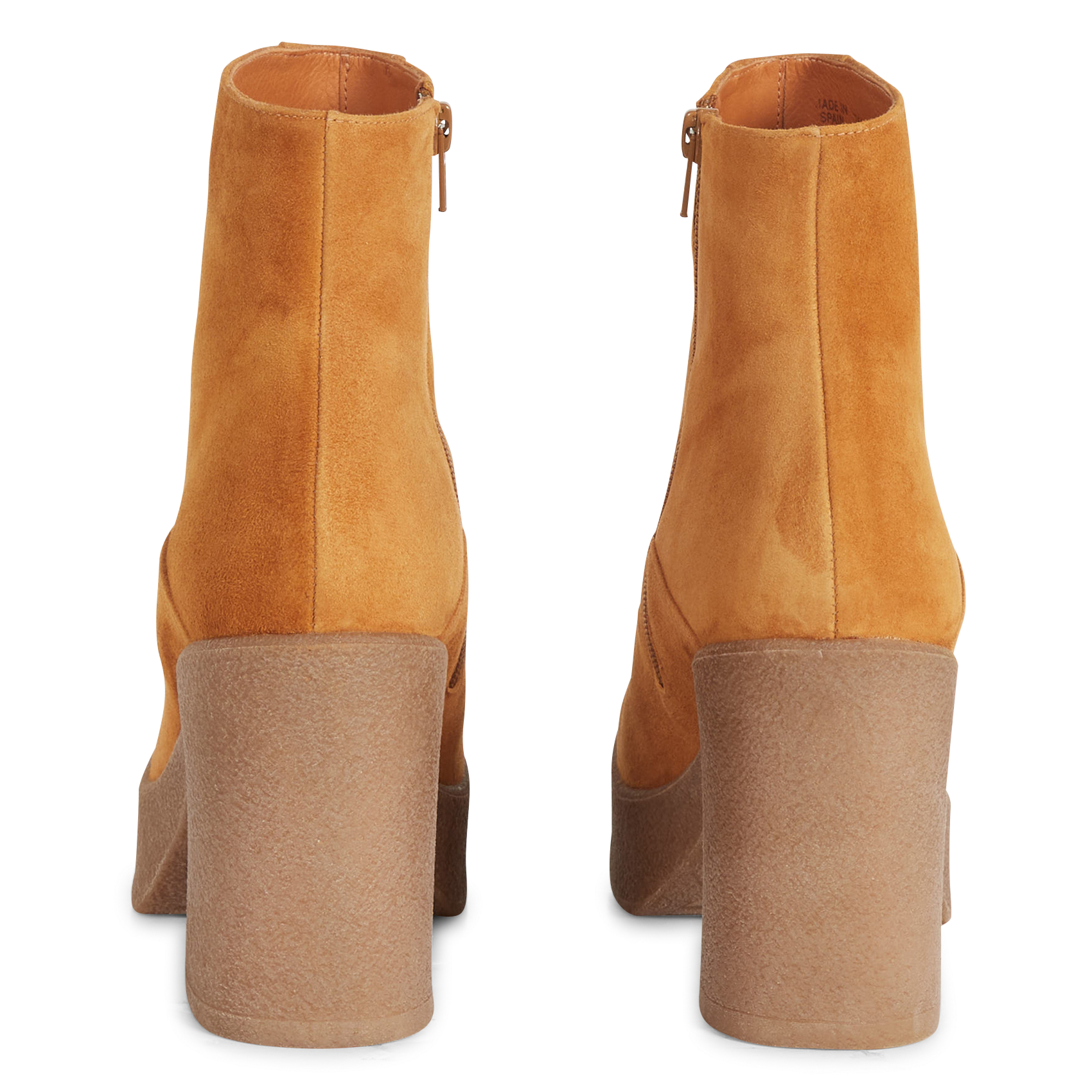 LAJELUS - Bottines à talon en cuir velours | Orange