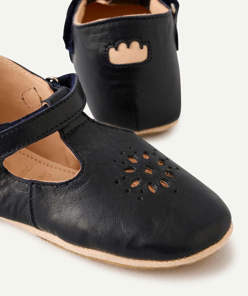 EASY PEASYCHAUSSONS EN CUIR BLEU MARINE