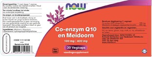 NOW Co-enzym Q10 100mg en Meidoorn 400mg Capsules 30ST