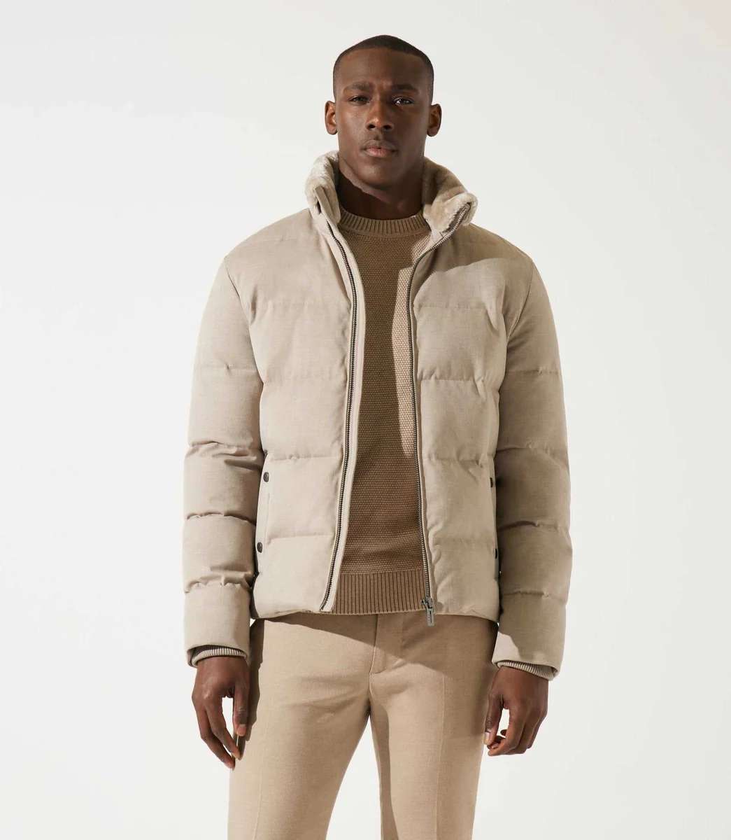 Doudoune col montant matelassé beige MADRID