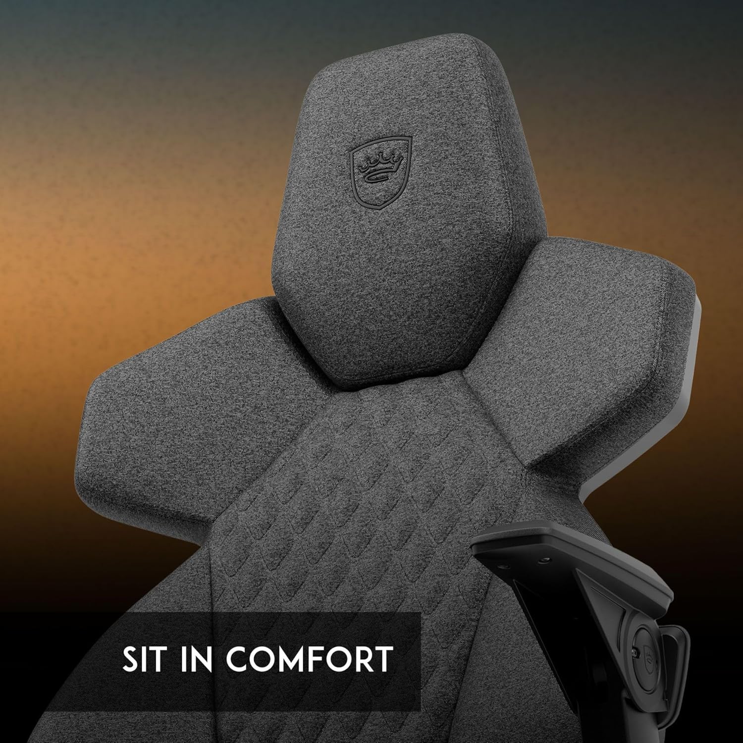 noblechairs Dawn TX Gaming Stuhl Grau – Ergonomischer Schreibtischstuhl mit klappbaren Armlehnen, Synchronmechanik, atmungsaktivem Stoffbezug, Lordosenstütze, Universalrollen