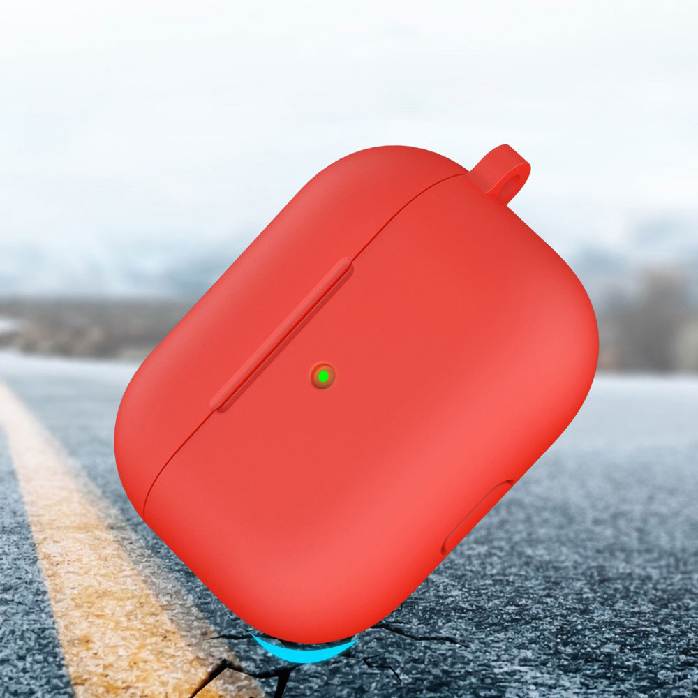 AirPods (3. Generation) Silikon Schutzhülle Abdeckung mit Karabinerhaken - Rot