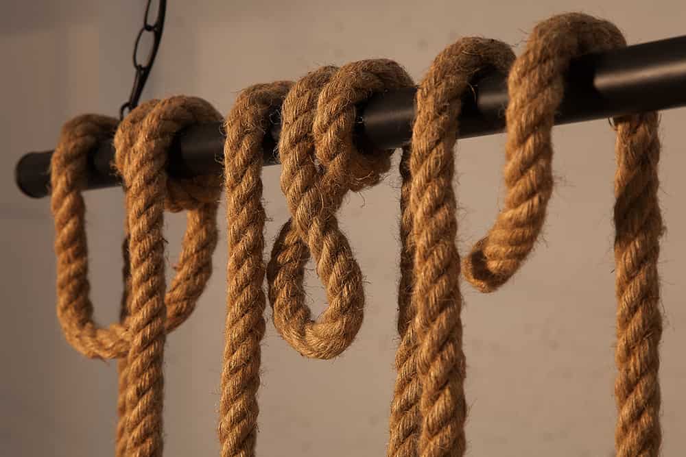 Maritime Hängeleuchte SEVEN SEAS II 120cm Seil Lampe mit 10 Leuchten
