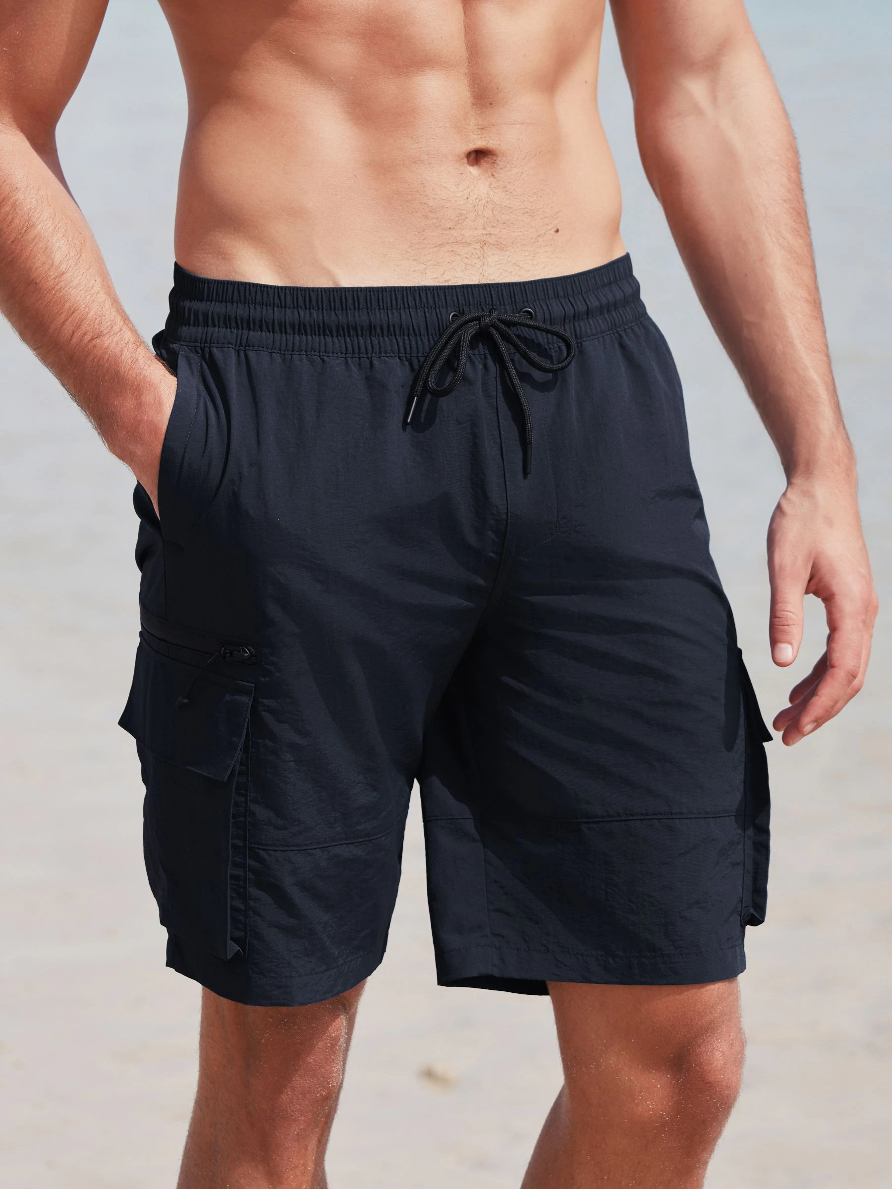 Zwart/marineblauw - Set van 2 praktische zwembroeken