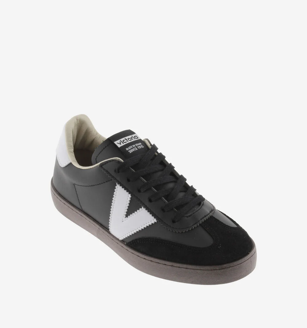 BERLÍN CYCLISTE EFFET CUIR & CUIR FENDU Baskets unisexes à semelles marron NEGRO
