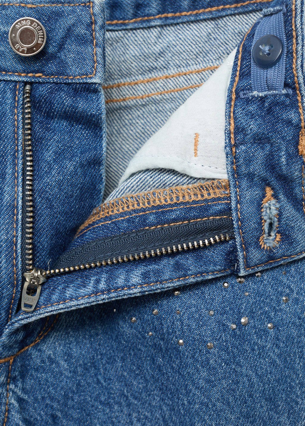 Mango Kids wide leg jeans medium blue denim