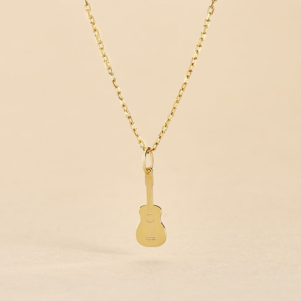 Pendentif Fatema Musique Guitare Or Jaune