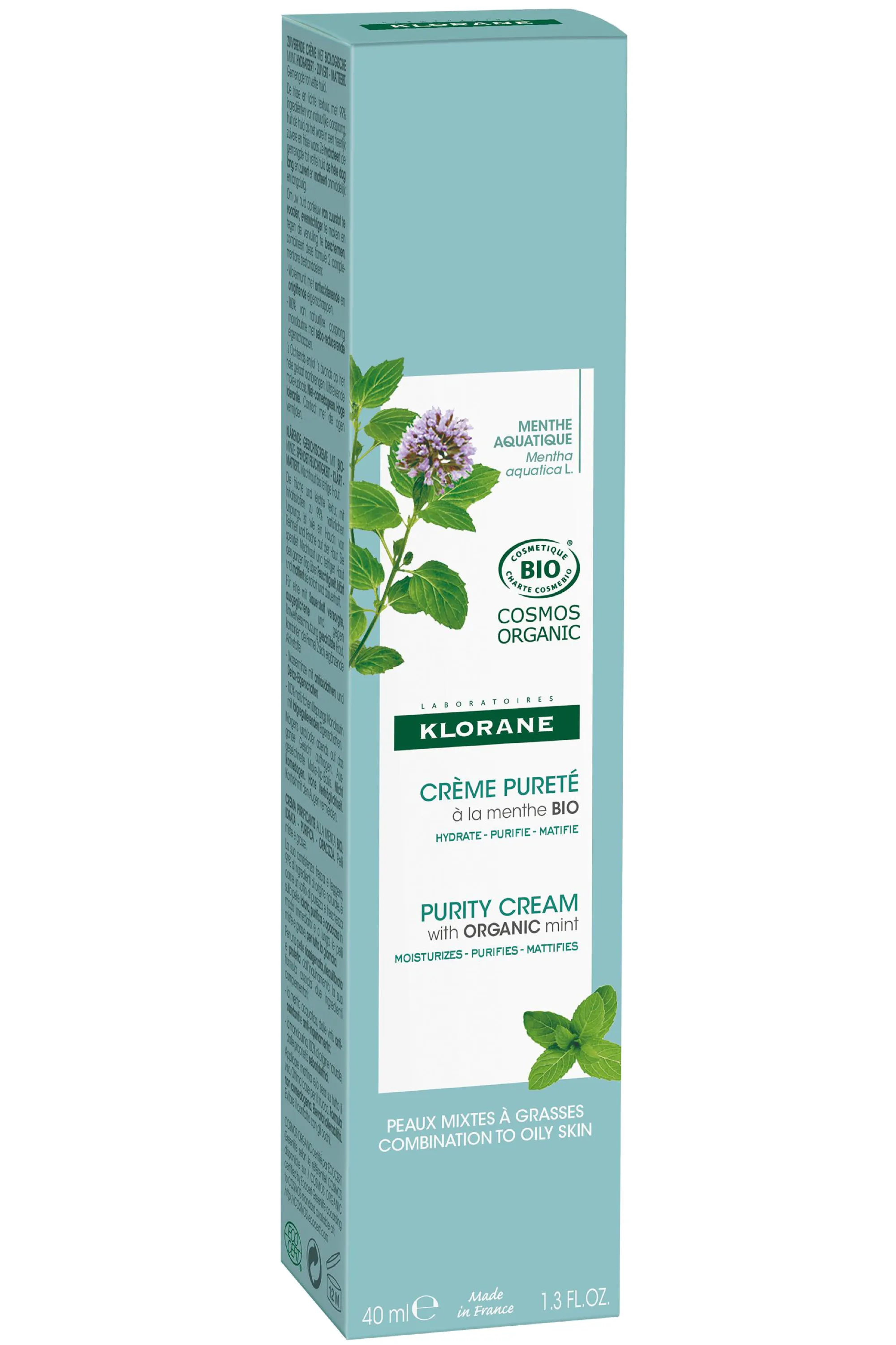 Klorane Crème pureté à la Menthe aquatique bio-40 ml