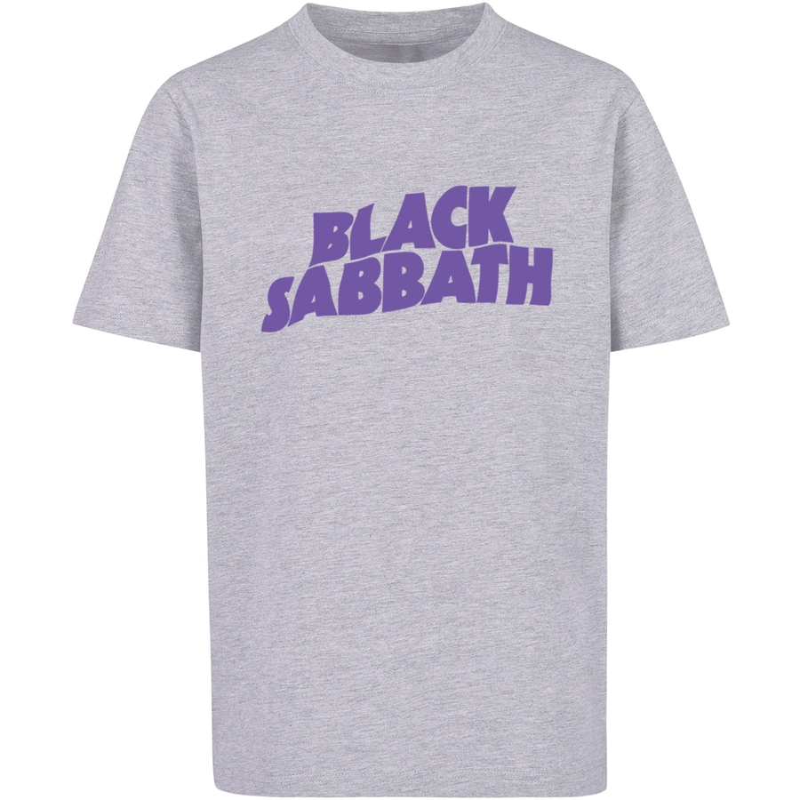 F4NT4STIC T-Shirt Black Sabbath Heavy Metal Band Wavy Logo Black heather grey