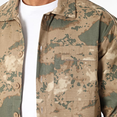 Surchemise Camouflage Beige Foncé Vert Kaki
