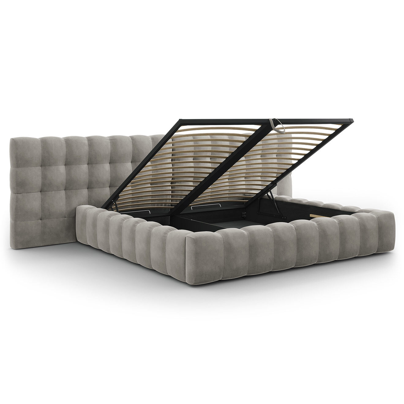Cosmopolitan Design Lit avec coffre de rangement Bali Velours gris clair - 200x200 cm