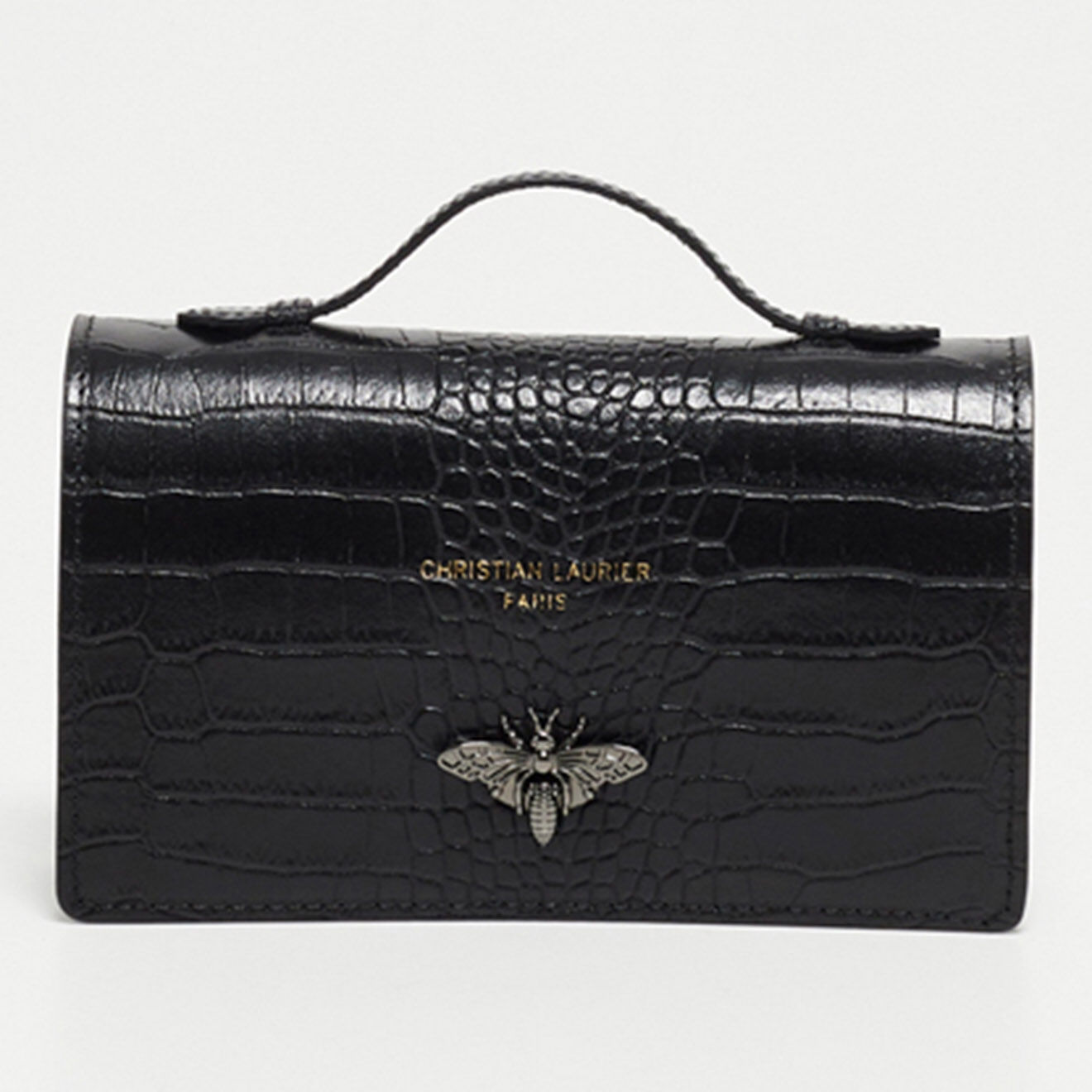 Christian Laurier Sac bandoulière en Cuir croco Stacy noir - 22x12x4 cm