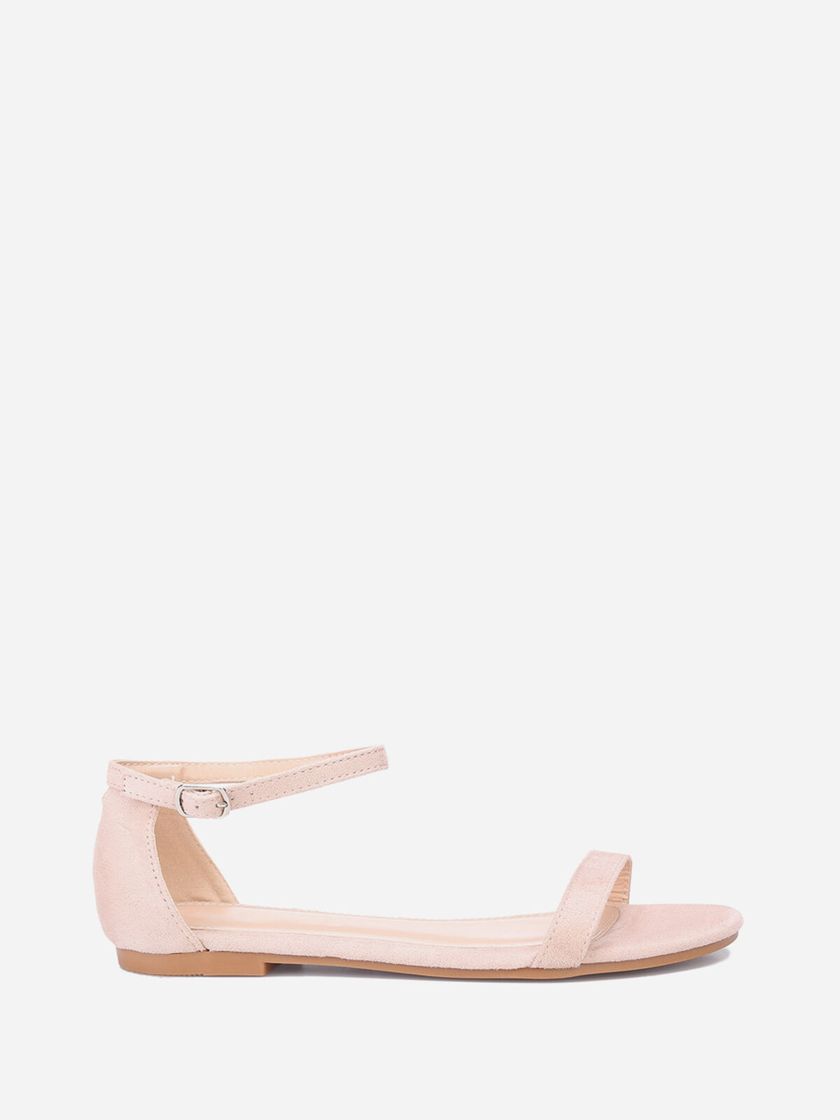 Sandales plates en suédine- Beige