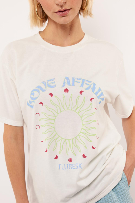 Fluresk witte dames t-shirt
