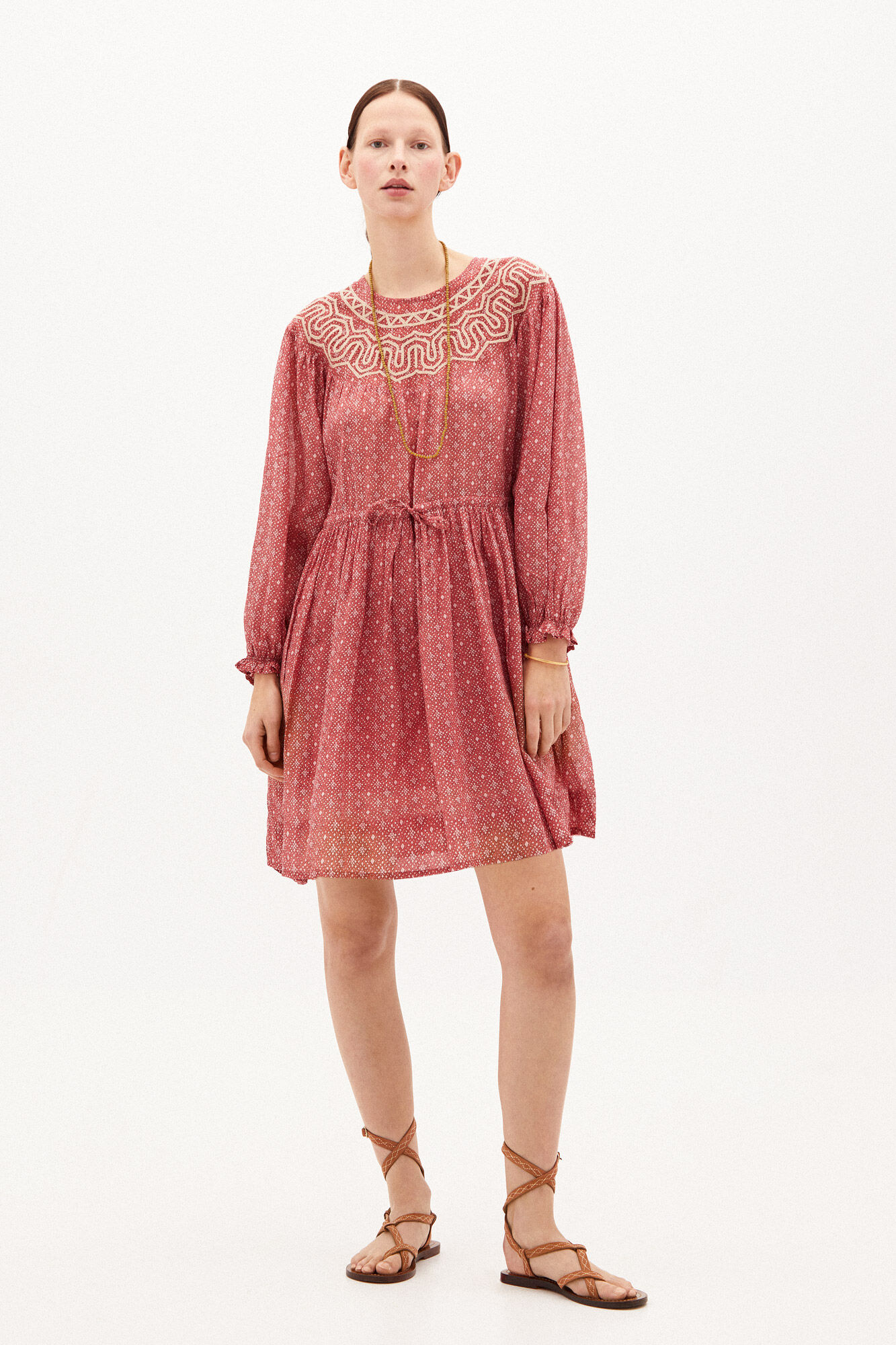 Vestido curto estampado Agara - Rosa