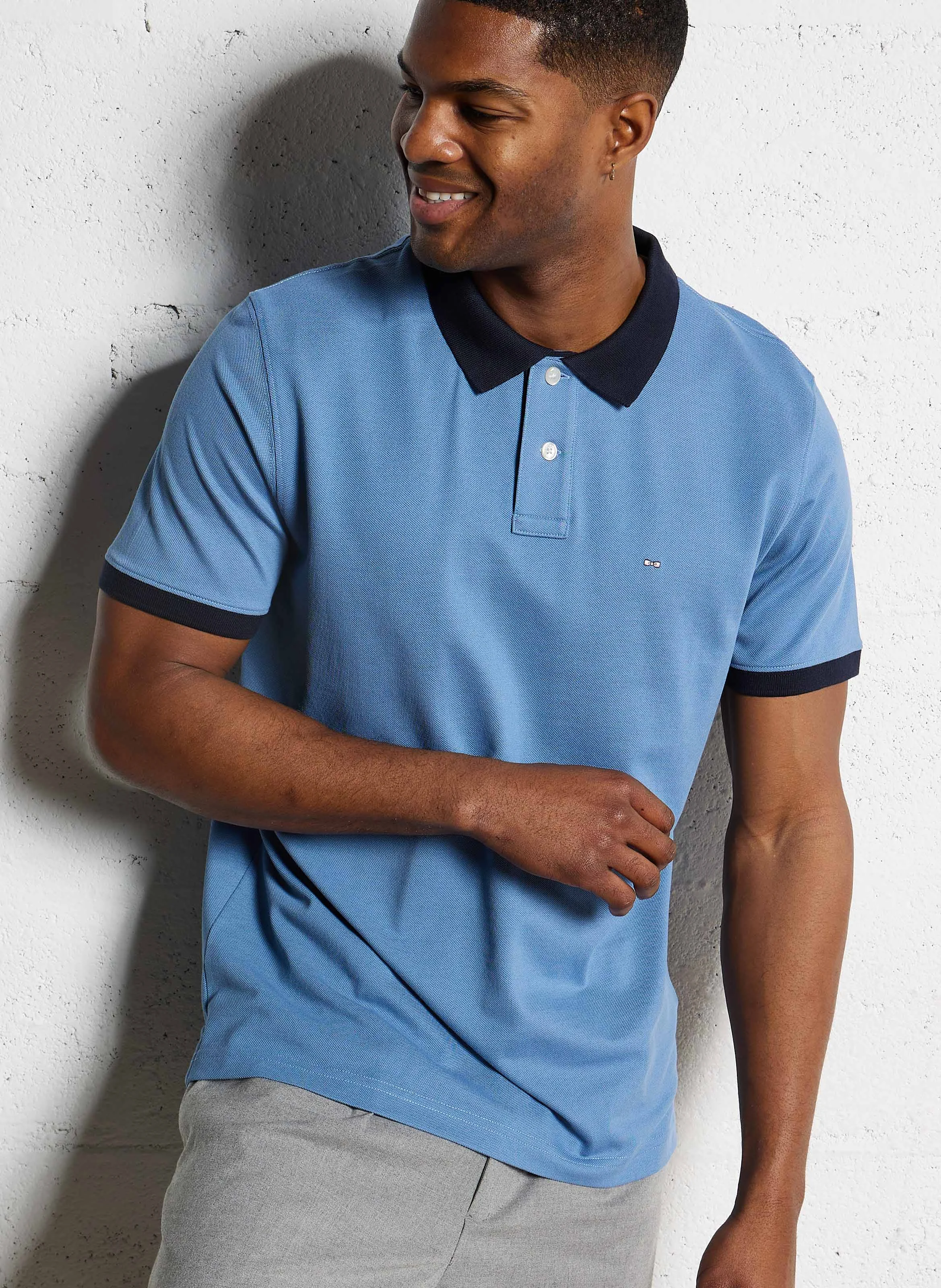 Polo droit en coton | Bleu