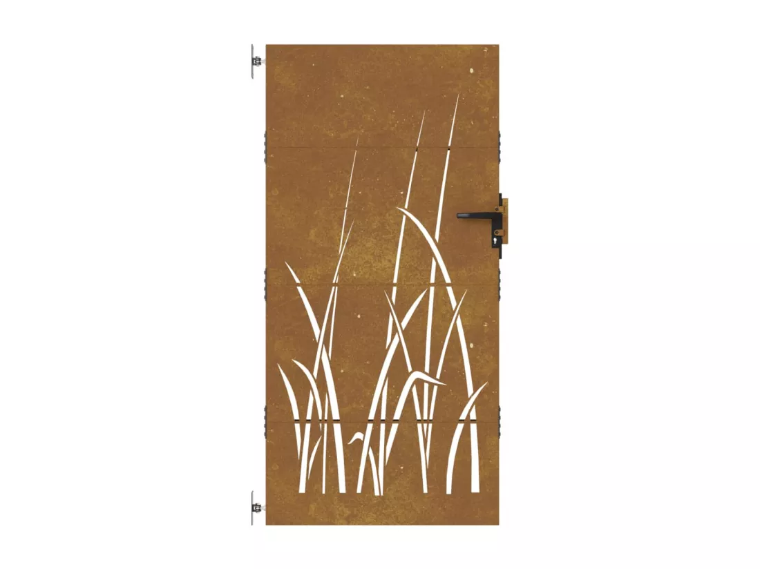 Portail de jardin 85x175 cm acier corten conception d'herbe
