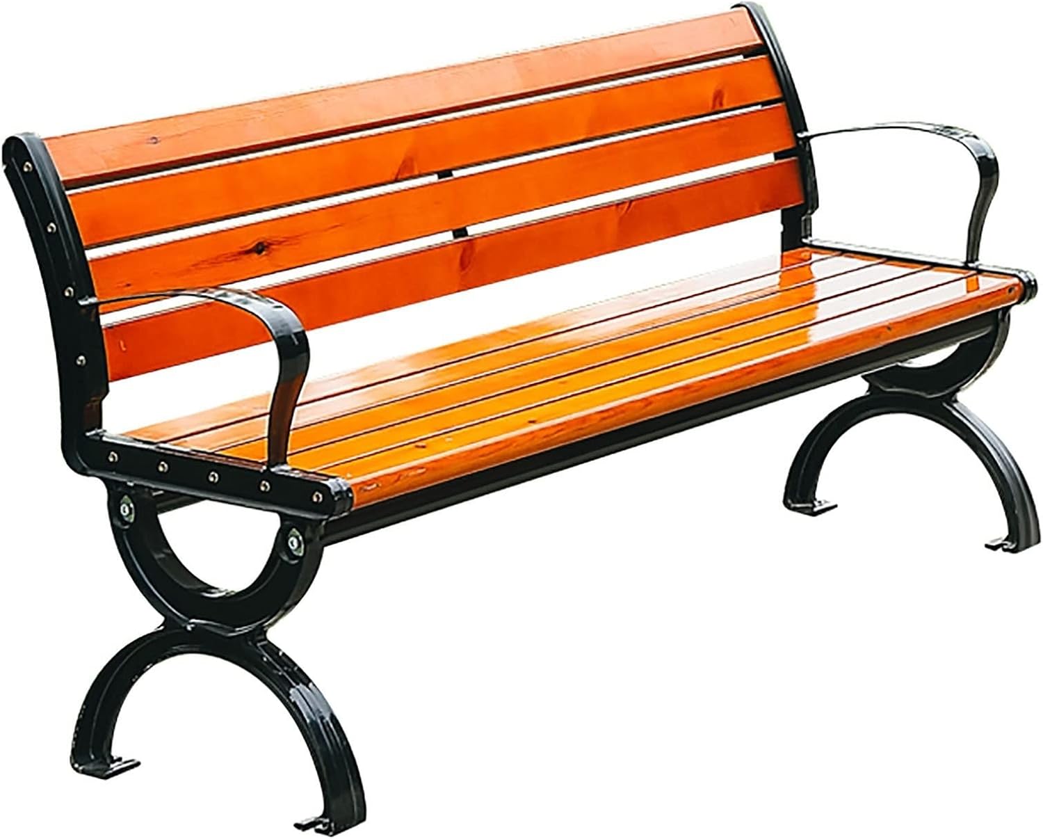 Gartenbank für den Außenbereich, Parkbank Holzbank im Freien, Terrasse im Freien Freizeitbank, Parksitze mit Armlehnen und Rückenlehnen, Geeignet für Rasen, Veranda 150 x 40 x 73 cm