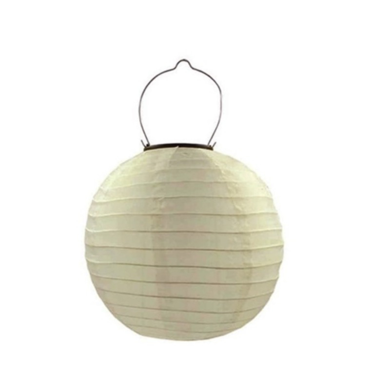 (10er Set) Ø30cm LED Solar Lampion Outdoor Deko Lampe mit Tag / Nacht Sensor (IP55) - Beige