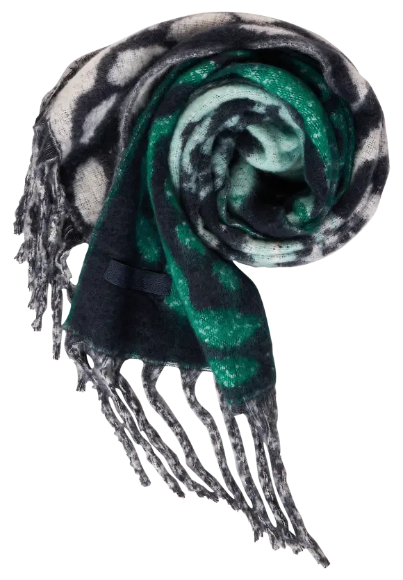 Jacquard Schal mit Fransen - deep blue