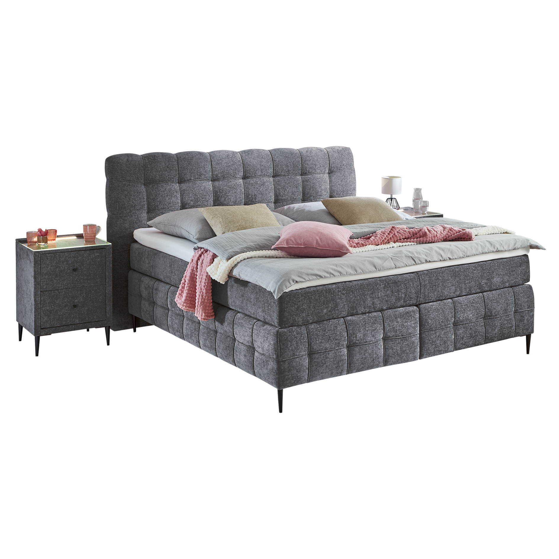 Boxspringbett - stone - Kaltschaumtopper - H2/H3 - 180x200 cm