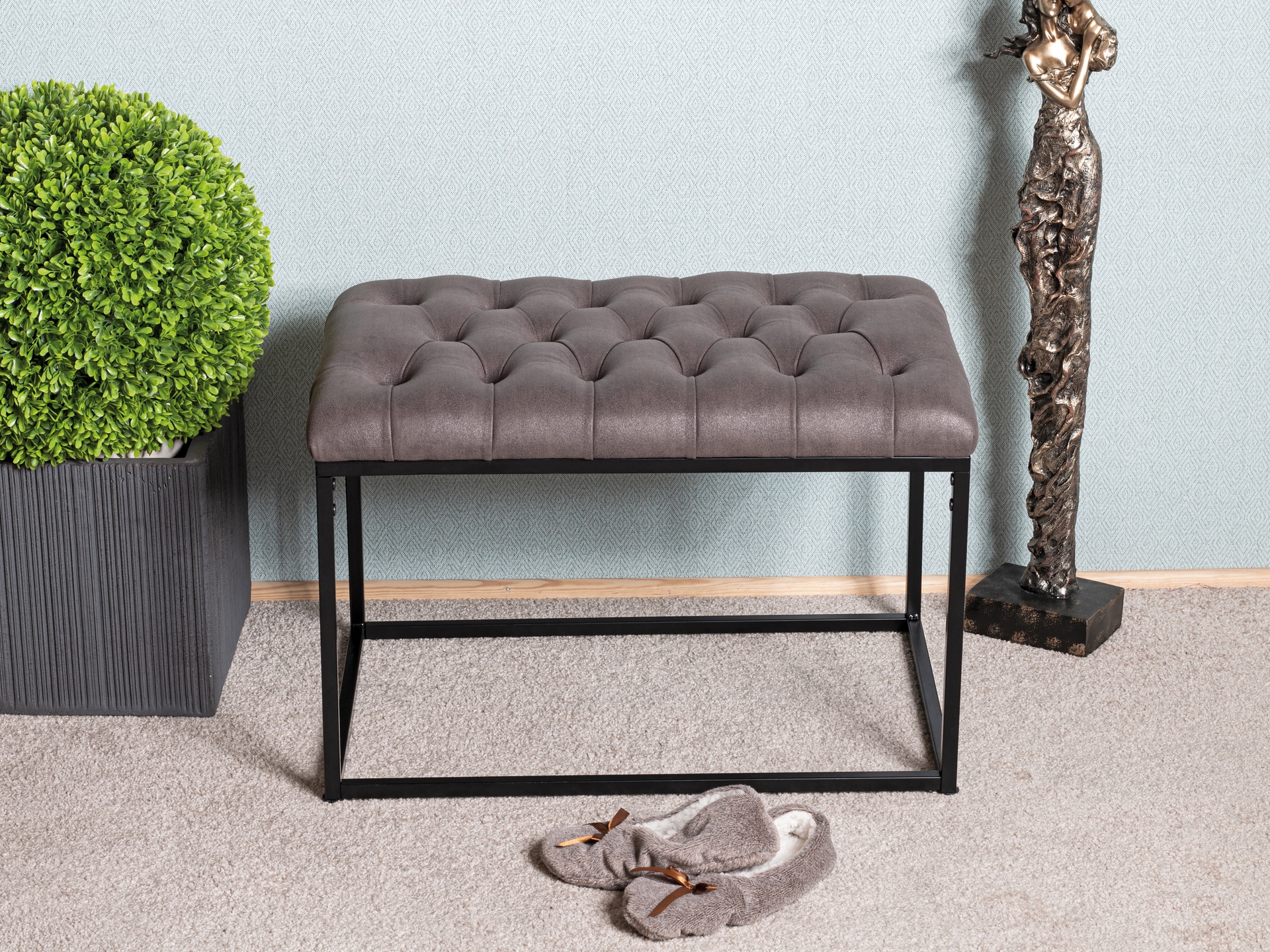 Hocker 60 x 45 cm anthrazit/schwarz