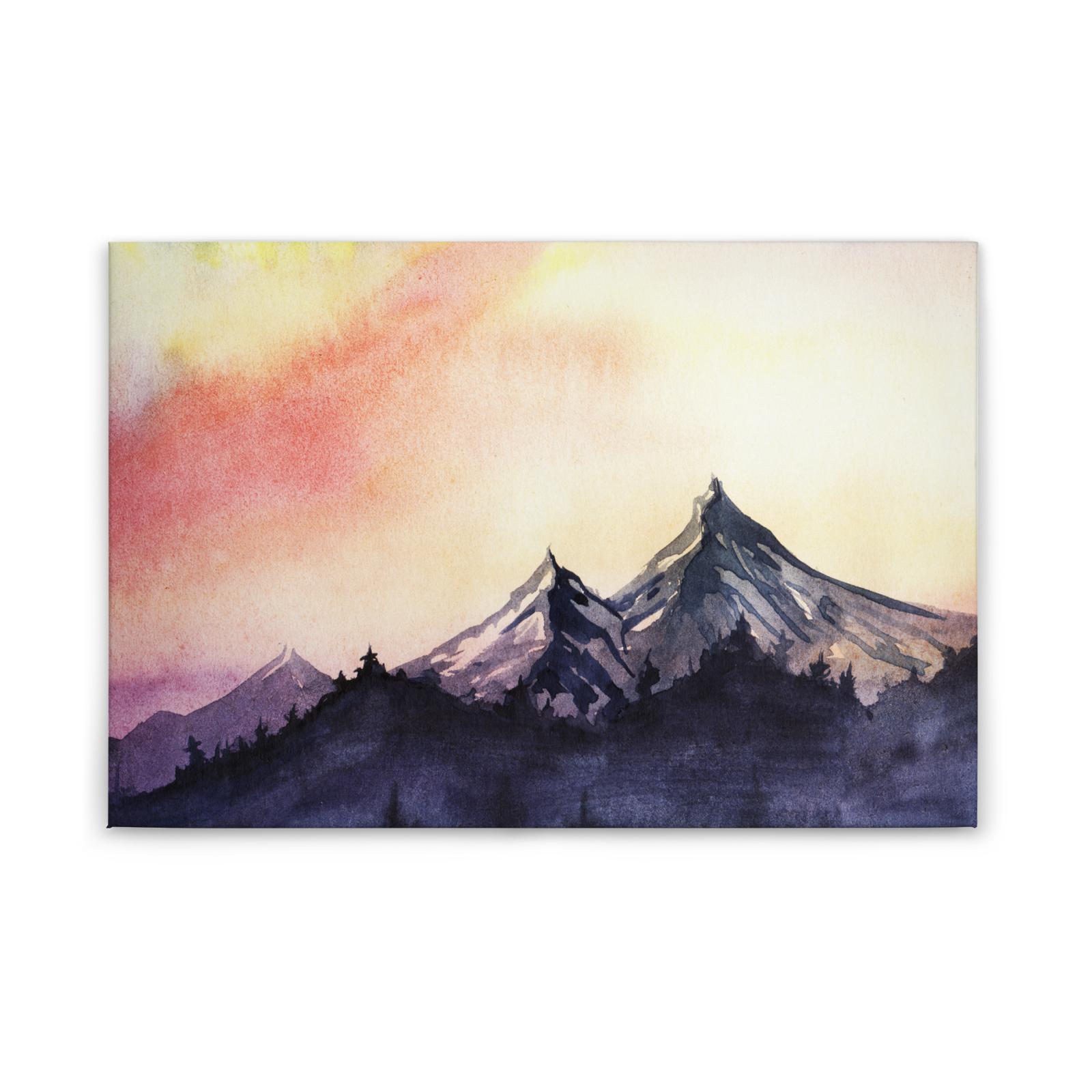 Leinwandbild BERGE - gelb-rot - 90x60 cm