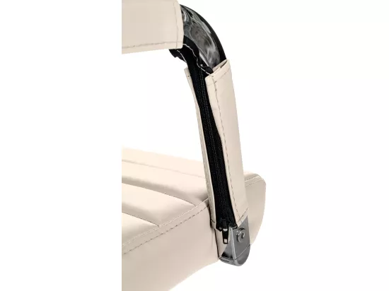Chaise de bureau - Similicuir & Métal chromé - Crème - Amadora