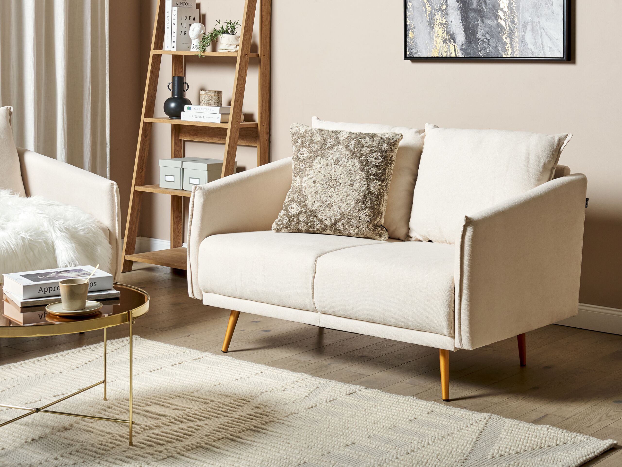 Beliani - MAURA  - Tweezitsbank - Lichtbeige - Polyester