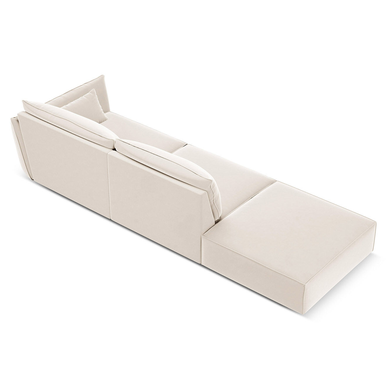 Mazzini Sofas Canapé droit  Velours Vanda 4 Places beige clair - 286x100x85 cm