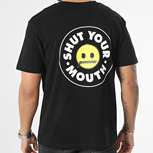 Tee Shirt Oversize Large Shut Your Mouth Noir