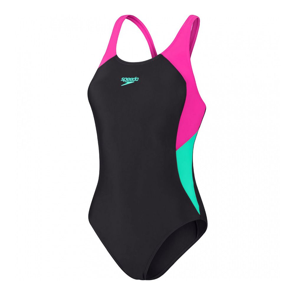Speedo COLOURBLOCK SPLICE MUSCLEB - Maillot de bain 1 pièce Femme black/purple