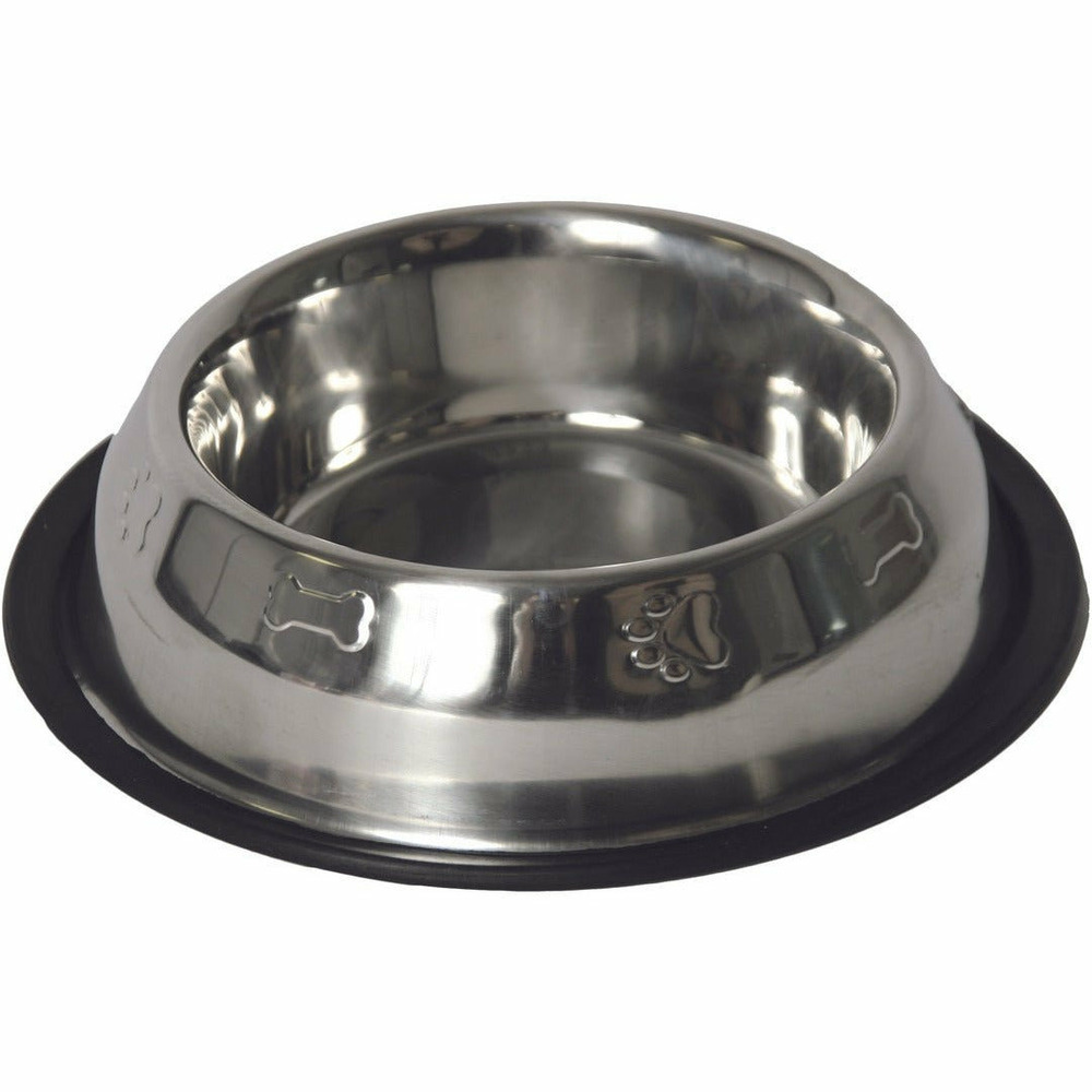 Gamelle antidérapantes pour chiens en inox avec motif os et pattes de chien