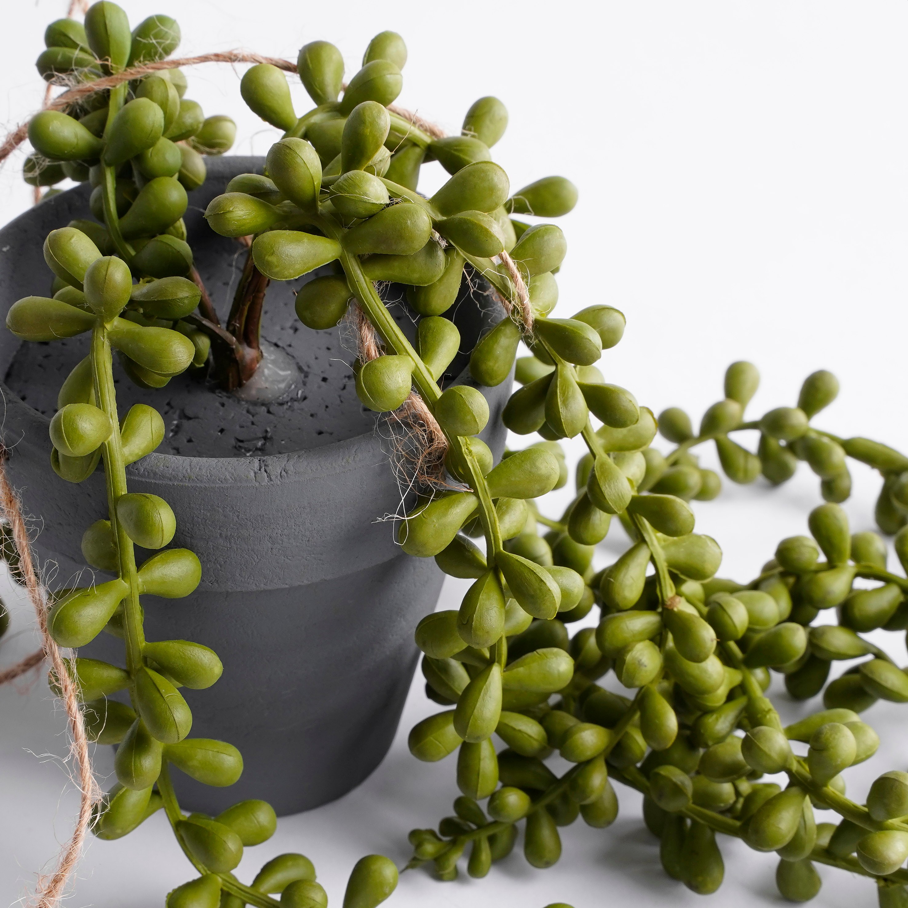 Mica decorations - senecio artificielle à suspendre vert en pot h56