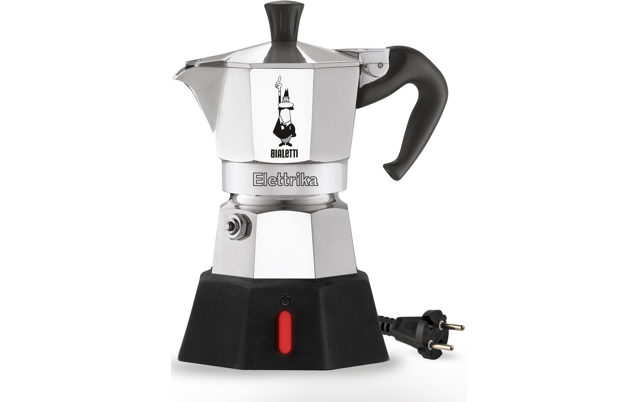 Espressokocher Elettrika 2 Tassen, SilberItalienische Espressokanne – ein Design-Klassiker