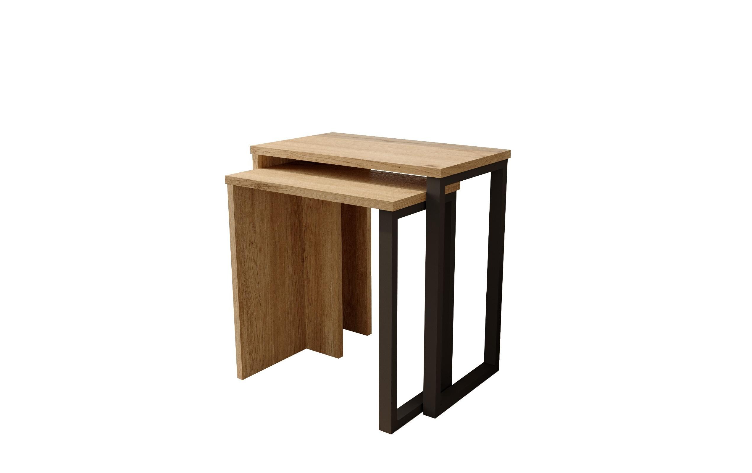 Beistelltisch On7-Su 52.8/47.8 cm, 2 Stück, Nature/Schwarz<br>Sofatisch