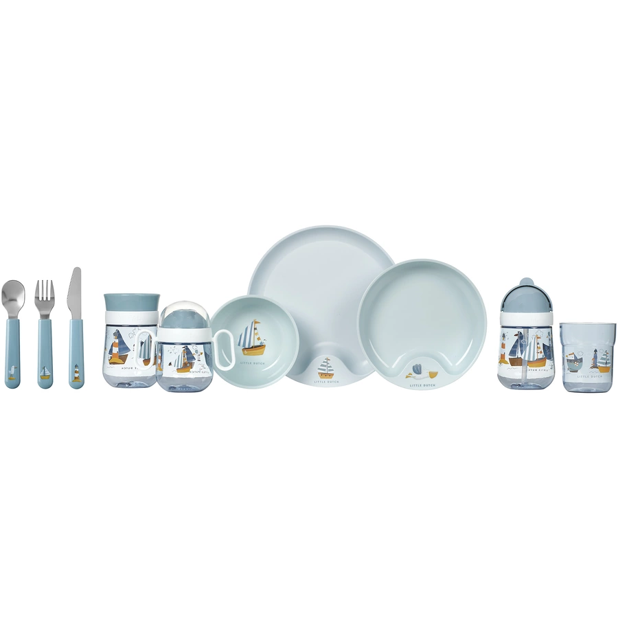 Mepal Kinderschale mit Fütterlöffel Mio 3er Set hellblau