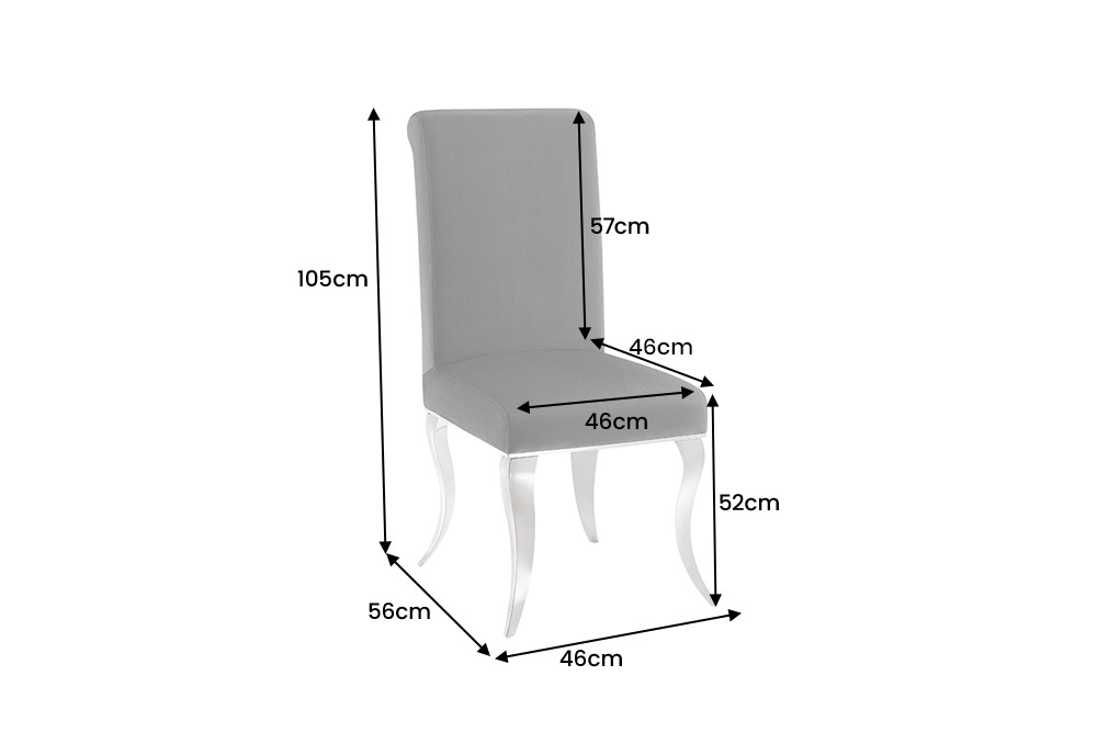 Stuhl MODERN BAROCK DELUXE schwarz Samt mit silbernen Edelstahlbeinen