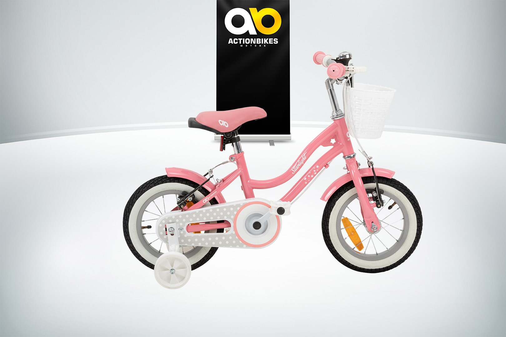 Actionbikes Kinderfahrrad Starlight 12 Zoll, Rosa, Stützräder, Fahrradkorb, Klingel, Kettenschutz (Classic)