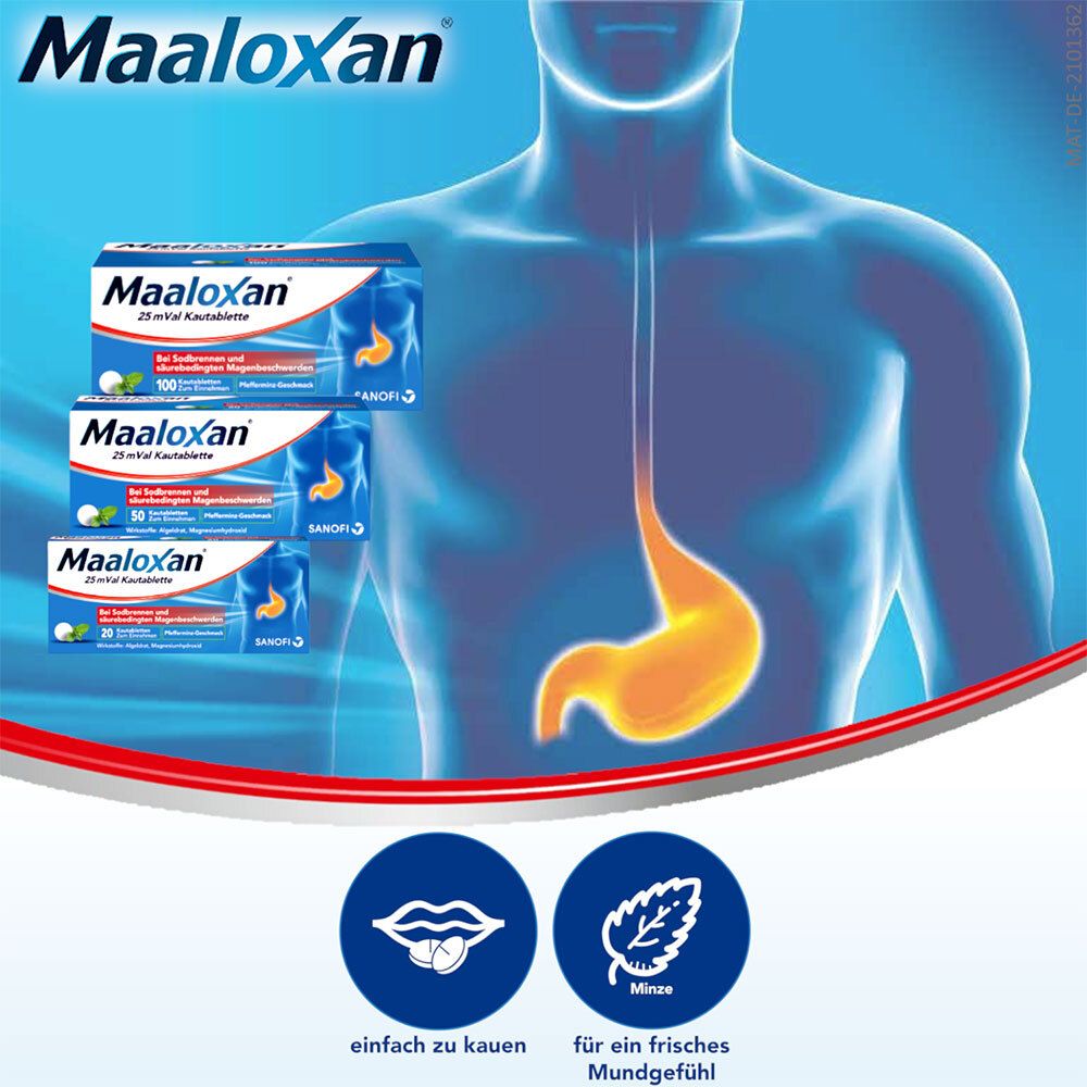 MAALOXAN®  Kautabletten bei Sodbrennen mit Magenschmerzen