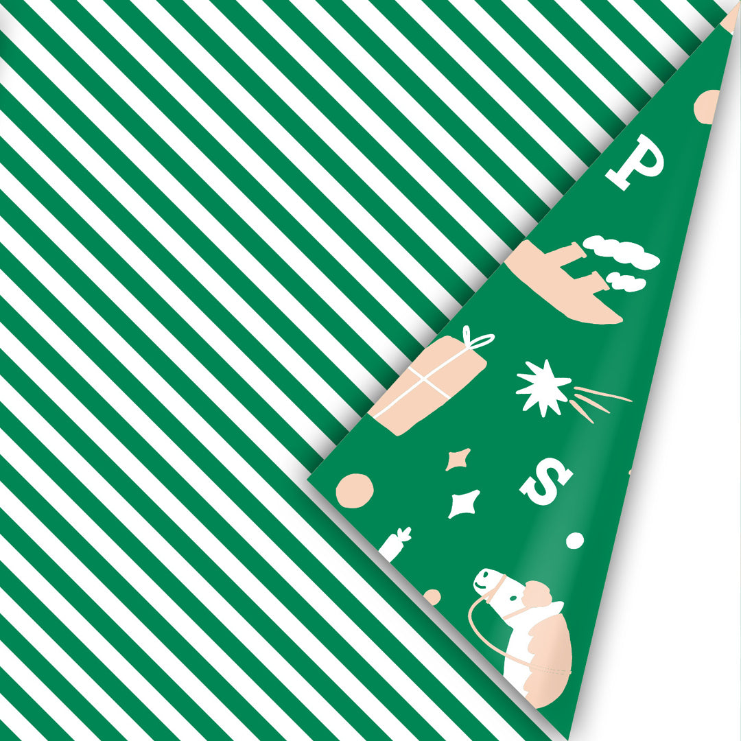 inpakpapier sinterklaas - groen - oudroze - 3 m