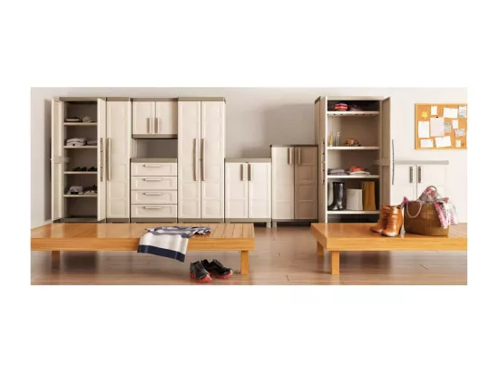 Armoire de rangement polyvalente Excellence Beige et taupe 182cm
