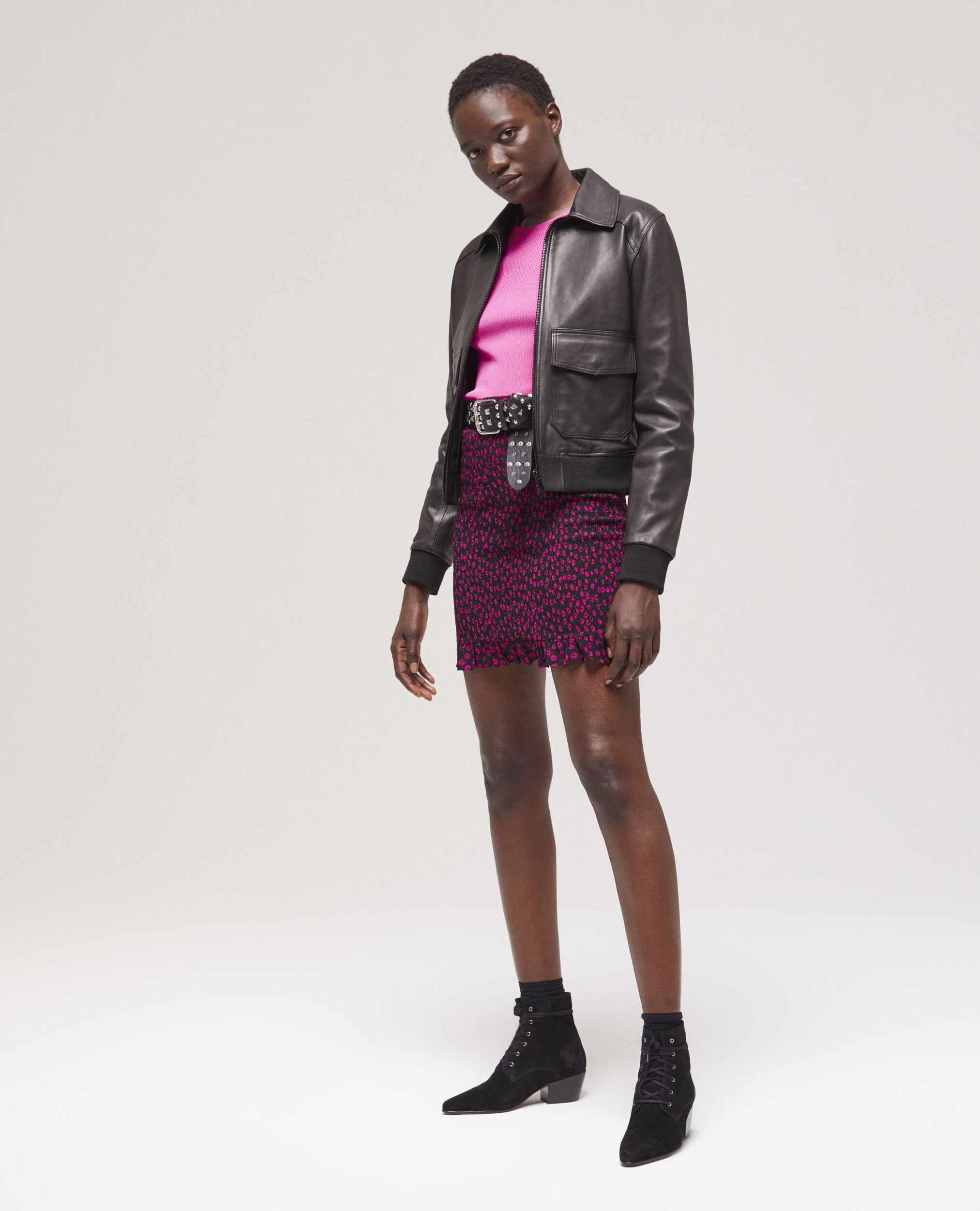 Veste en cuir noir