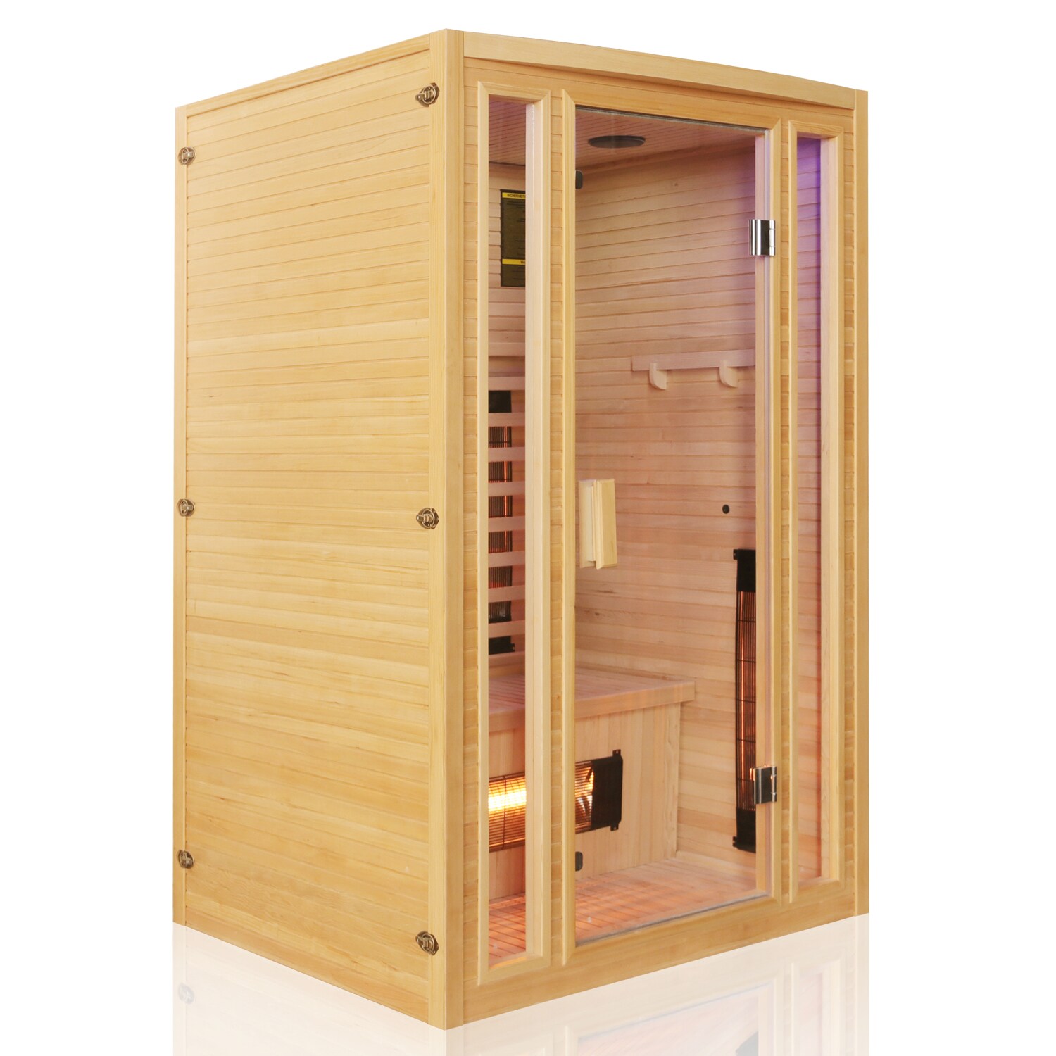 Tronitechnik® Infrarotkabine Infrarotsauna MANILA 120cm x 100cm inkl. 5 Vollspektrumstrahler, 2 Personen, LED, Hemlock