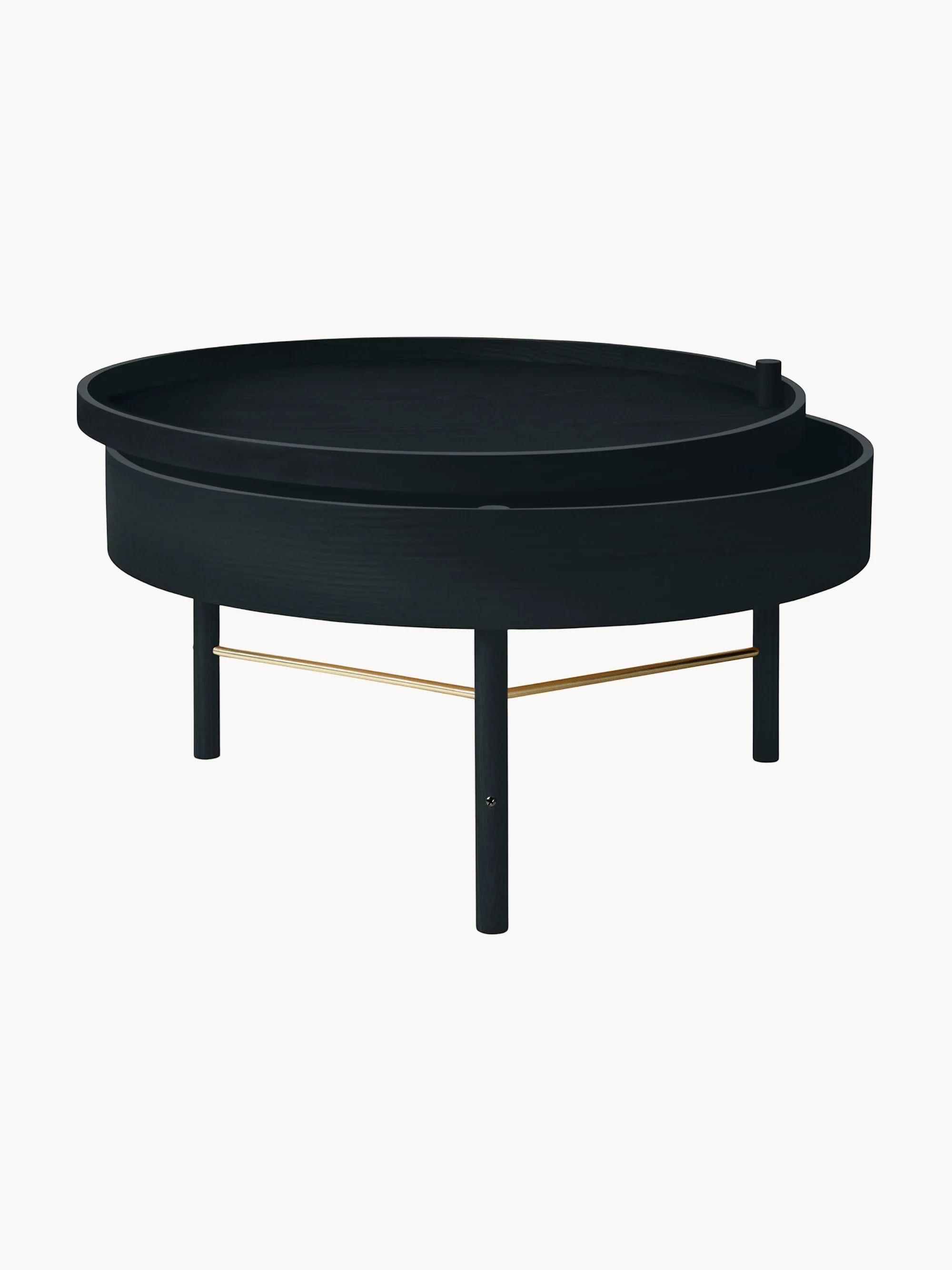 Ronde eikenhouten salontafel Turning Table met opbergruimte