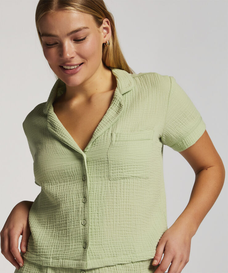Hunkemöller Jacket SS Cotton Seersucker Quiet green