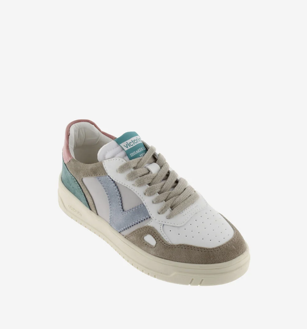 SEUL CUIR FENDU MULTICOLORE Baskets unisexes multicolores à semelles beiges JADE
